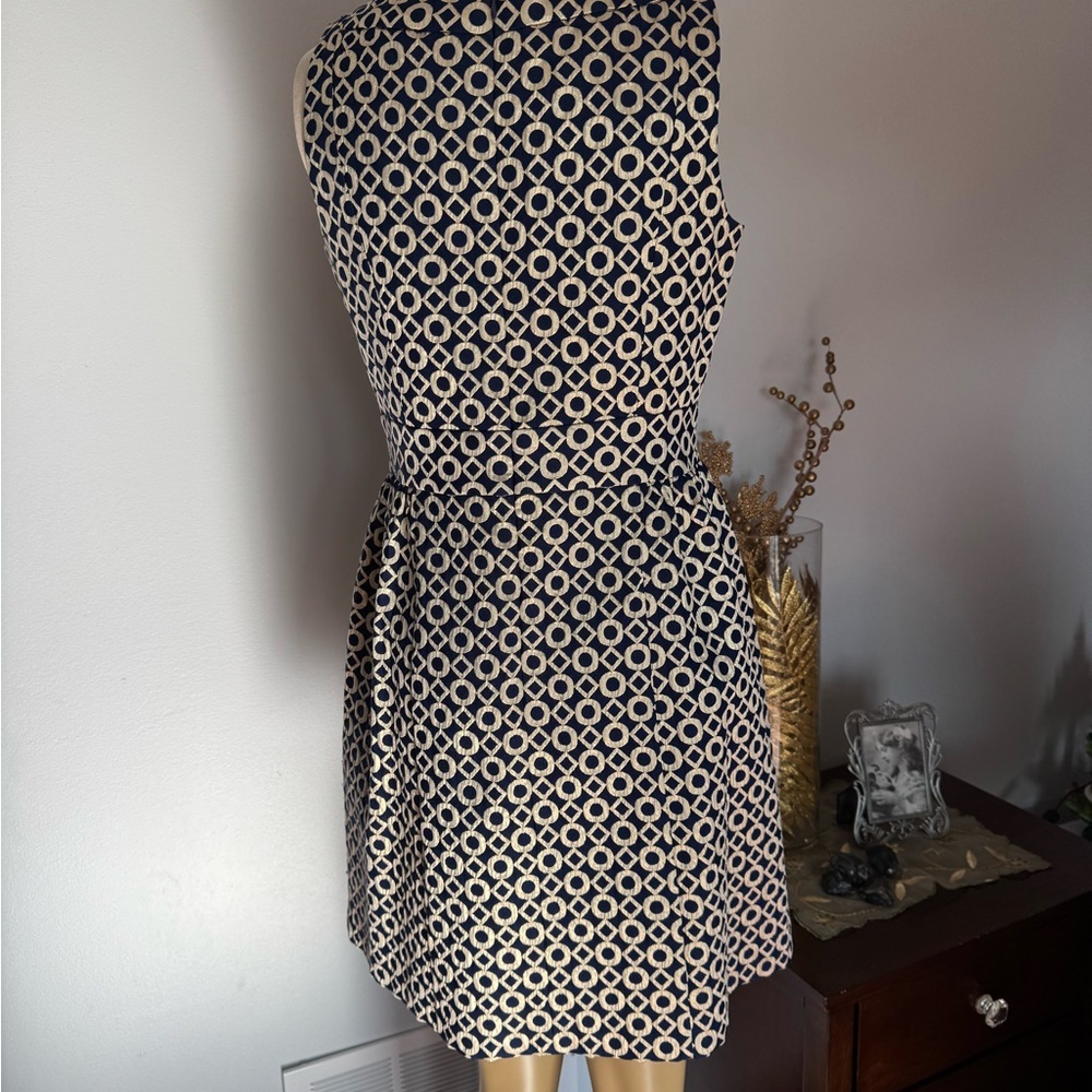Ralph Lauren Navy and Gold Geometric Mini Dress. Ptp 17” length 34” - Picture 7 of 10